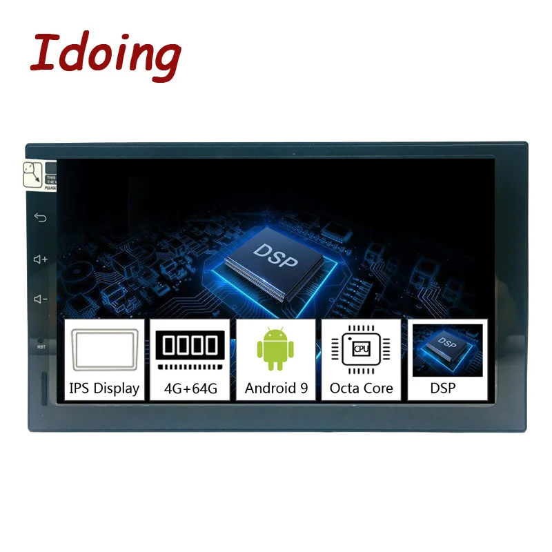 Автомобильный мультимедийный плеер Idoing 2Din Android 9 0 7 дюймов PX5 4 Гб + 64 ГБ