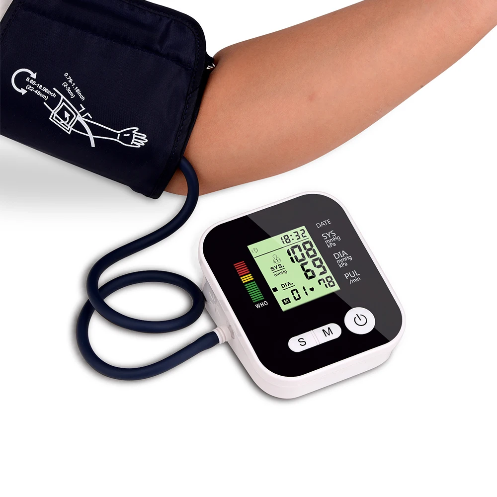 

Backlight Tonometer Electric Blood Pressure Monitor Medical Equipment for Measuring Heart Beat Meter Machine Three Color Rem