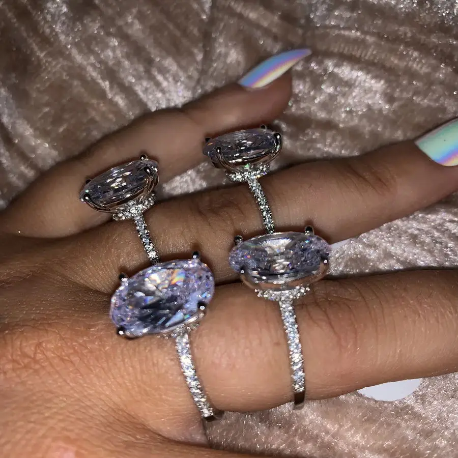 Серебряный цвет обручальное кольцо для женщин 5A фианит овальной формы cz