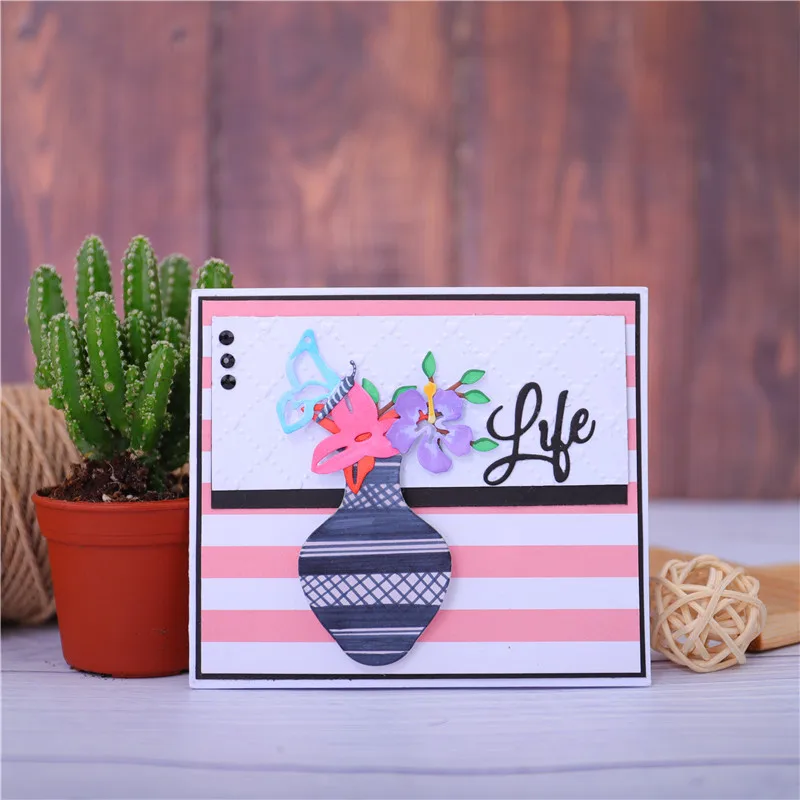 InLoveArts цветок умирает ваза металлический Трафаретный вырубной штамп с жизнь