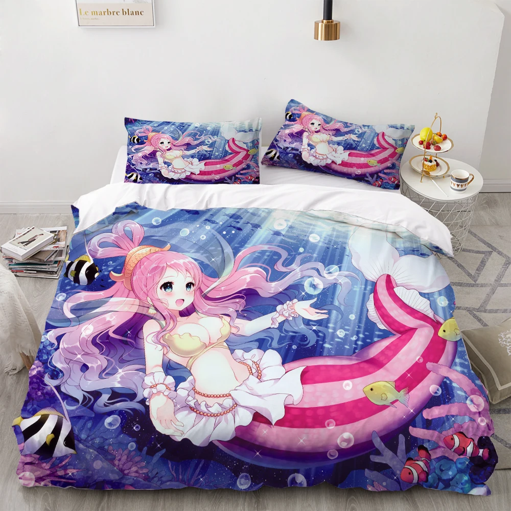 

Mermaid Bedding Set 3 Piece Cover Set Hot Anime Cartoon Duvet Cover Bedding Luxury Bed Quilt Cover Sexy Lady Bed Cover Set