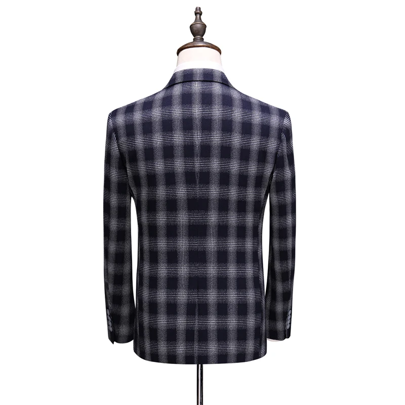 

(Jackets+Vest+Pants) 2021 clothing Men pure cotton plaid business Blazers/Male slim Fashion Male groom dress three-piece suit