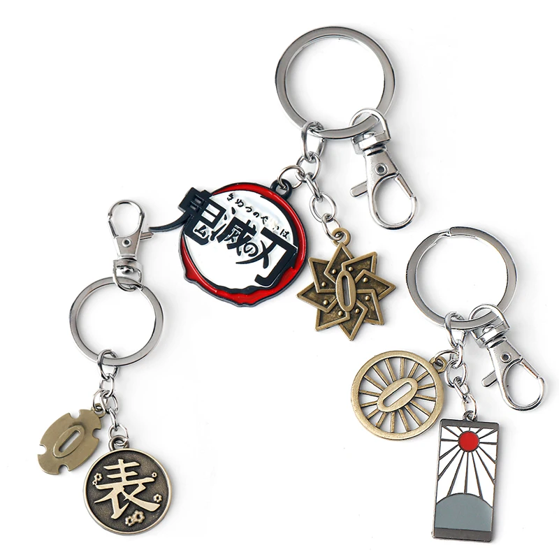 

Anime Demon Slayer Kimetsu No Yaiba Keychain Kamado Tanjirou Kamado-Nezuko Tomioka Giyuu Metal Pendants Key Chain Rings