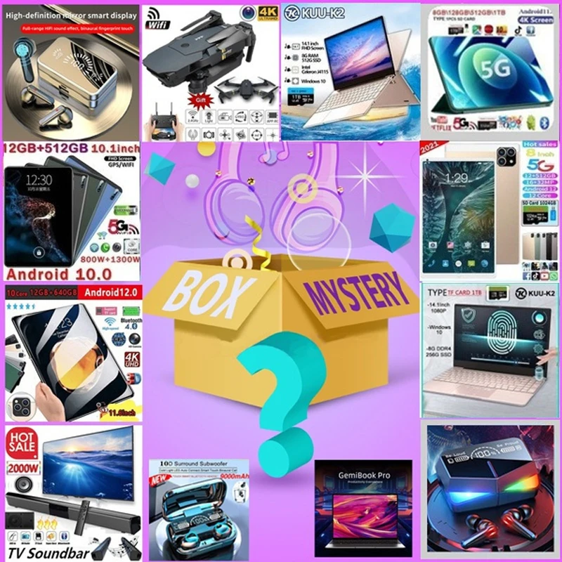 Caja de regalo de la suerte, producto electr&oacute;nico Premium, caja misteriosa de la suerte 100%, Boutique sorpresa de 5 a 15 piezas, art&iacute;culo aleatorio presente-0
