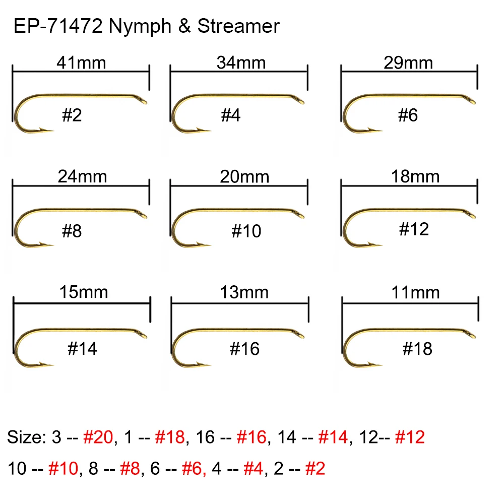 Eupheng 100 шт. Nymph сухой стример мокрого рыболовного крючка мокрого рыболовного крючок под стример кованые бронзовые Крючки для ловли нахлыстом