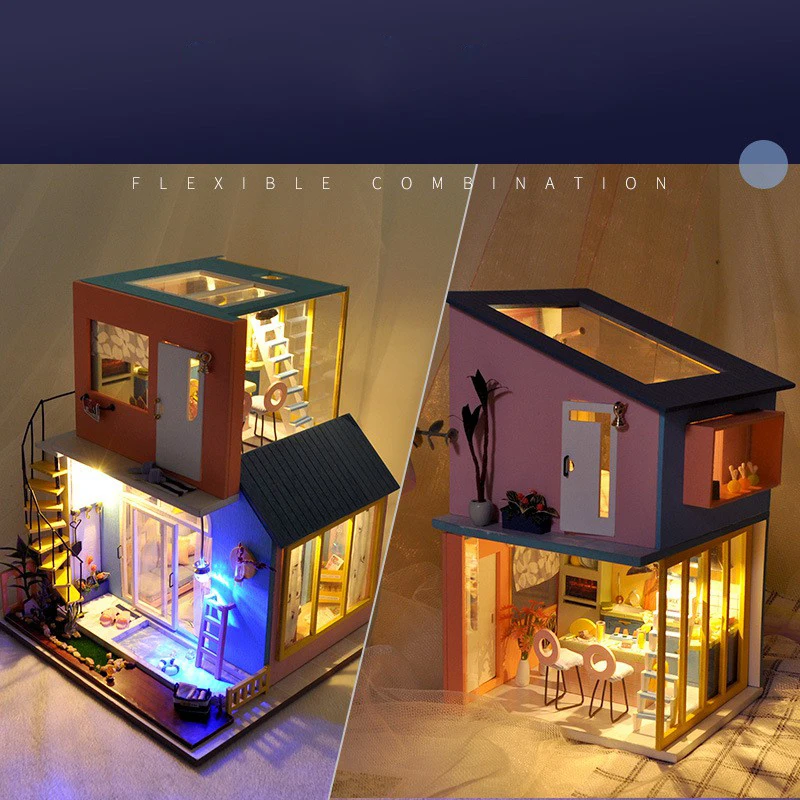 3D деревянные поделки Miniatura блоки для дома Комбинации Villa Happy Sweet Living игры с мебелью