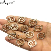 50 pieces 12 zodiac signs alloy double hole accessories can be diy handmade into bracelets and necklaces that can given as gifts