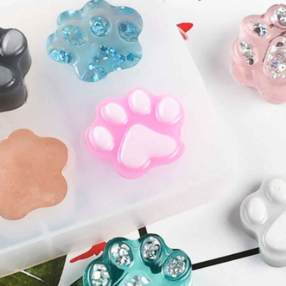 

Epoxy Mould Cat Paw Silicone Mold (4 Cavity) Animal Clear Mold for UV Resin Decoden Cabochon DIY Resin Molds for Jewelry