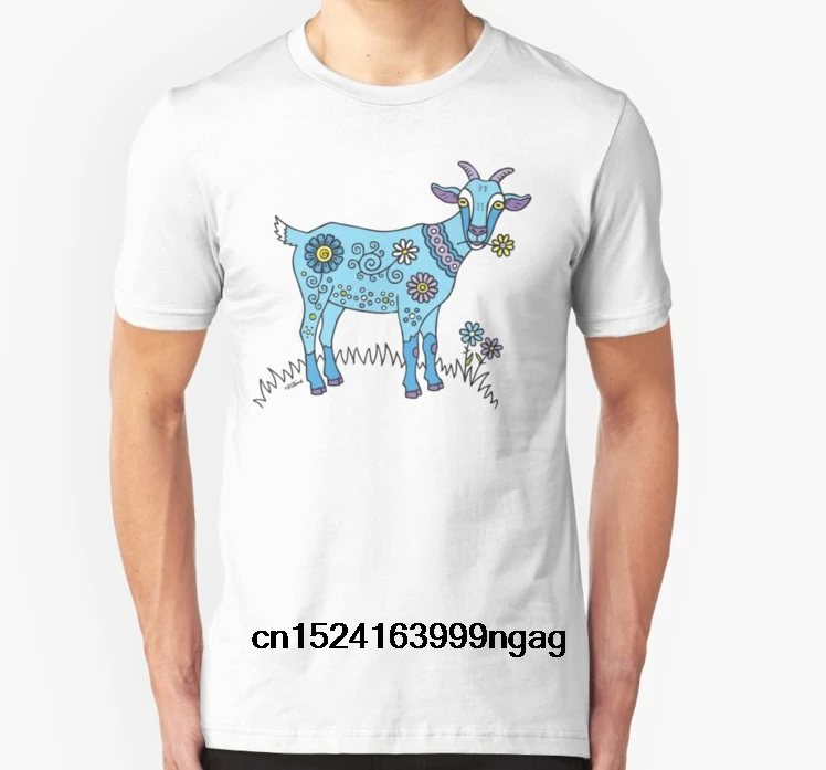 Модная крутая Мужская футболка женская забавная синяя козья Заказная Футболка с
