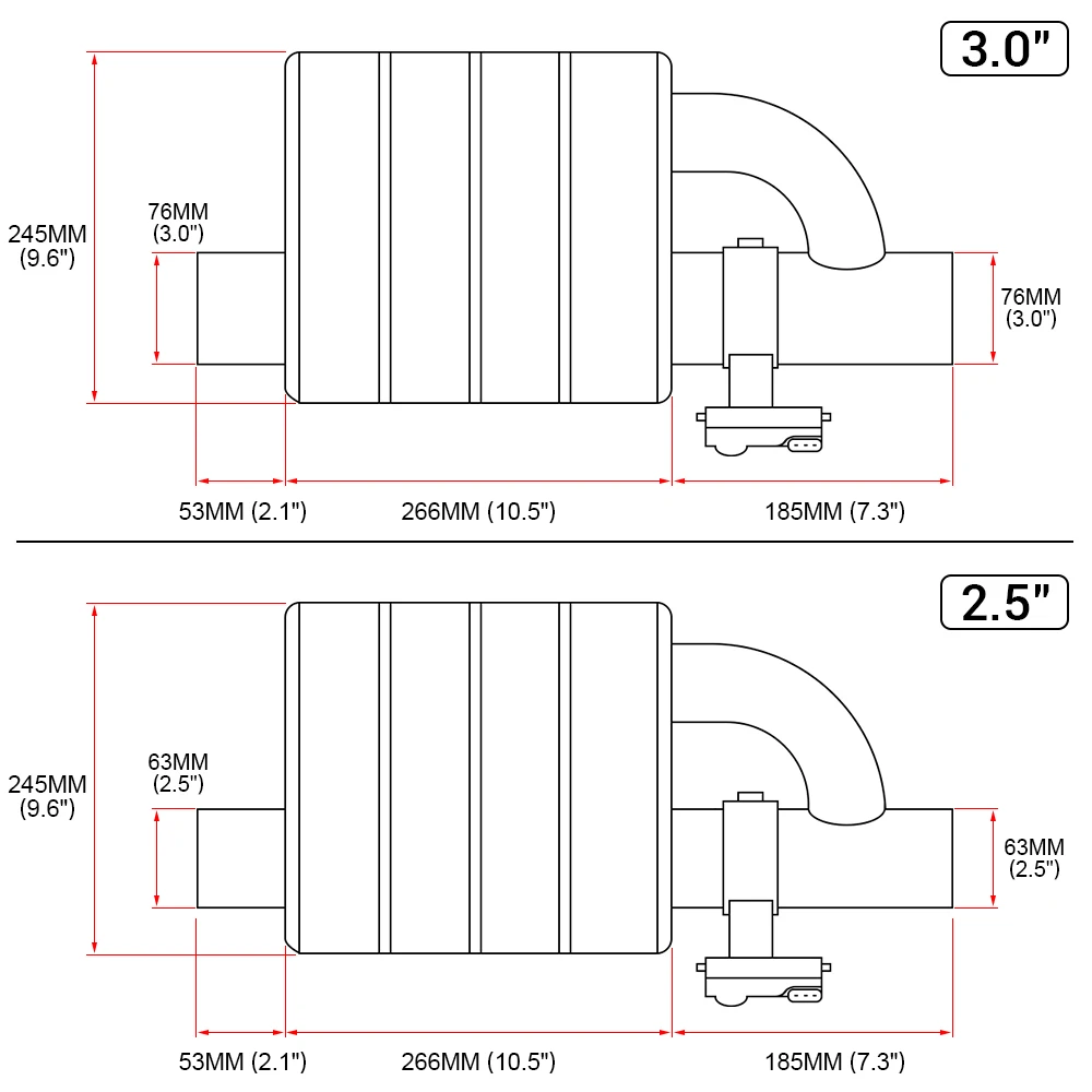 Нержавеющая сталь 2 5 &quot3&quot Наклонный выпускной наконечник на входе переменный