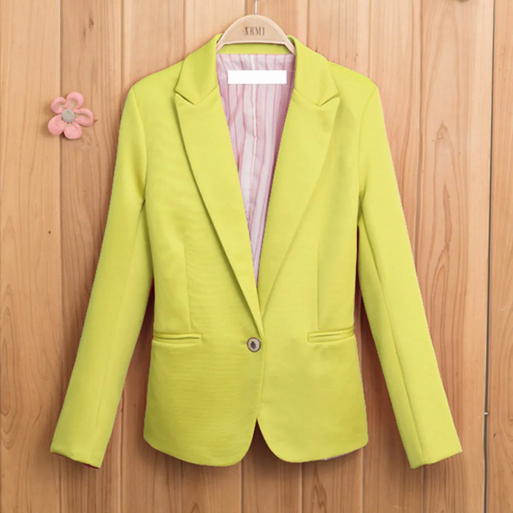 Модные Женские однотонные приталенные блейзеры на пуговицах повседневные