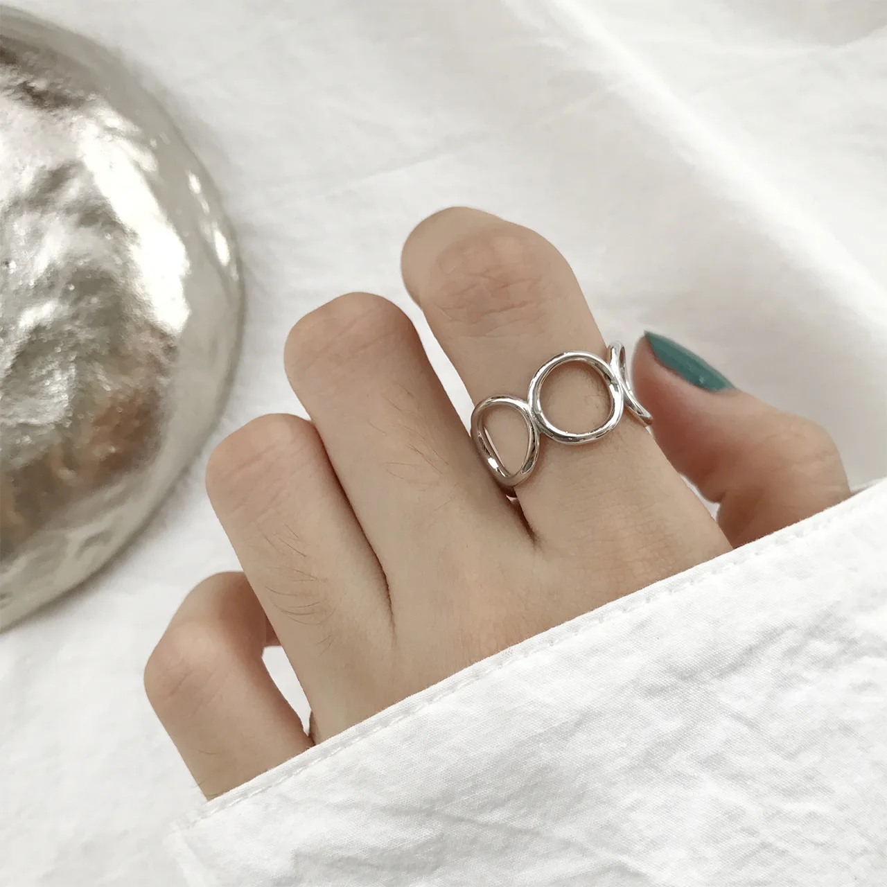 

Простые открытые кольца из чистого серебра S925 в Корейском стиле