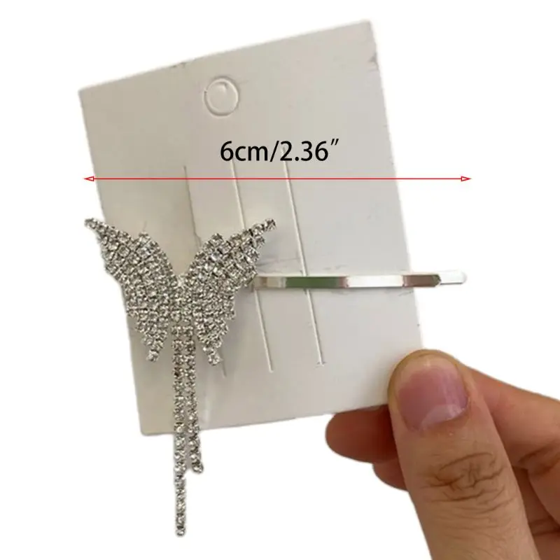 

2Pcs/Pair Women Girls Metal Bobby Pins Elegant Rhinestone Butterfly Tassels Hair Clips Wedding Party Side Bangs Jewelry Hairpins
