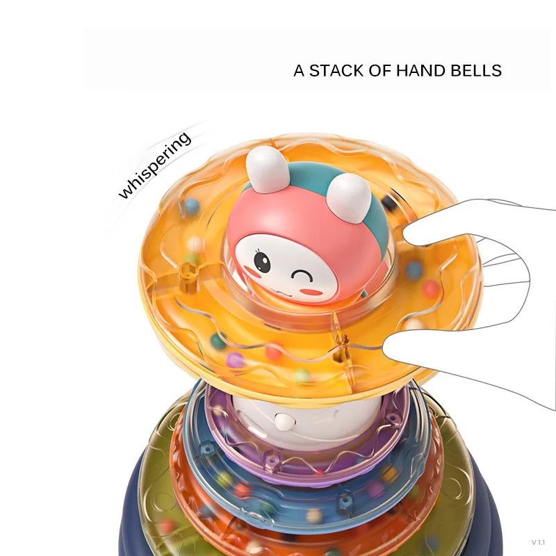 

Baby Rainbow Tower Music Toys Circle Stacking Rings Toy For Baby Children Tumblers Cartoon Tumblers Toy Kids Christmas Gifts