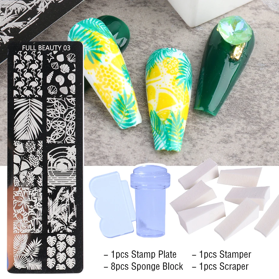 1 Набор пластина для стемпинга нейл-арта набор инструментов ногтей цветок Фрукты