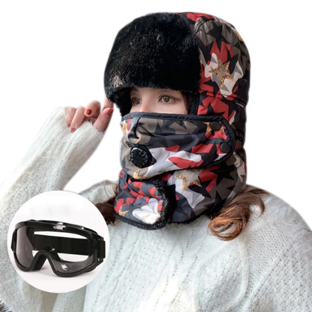 

Russian Hat Unisex Winter Ear Flap Hat Ski Cotton Cap Warm Soft Ear Protection Breathing Valve -OPK