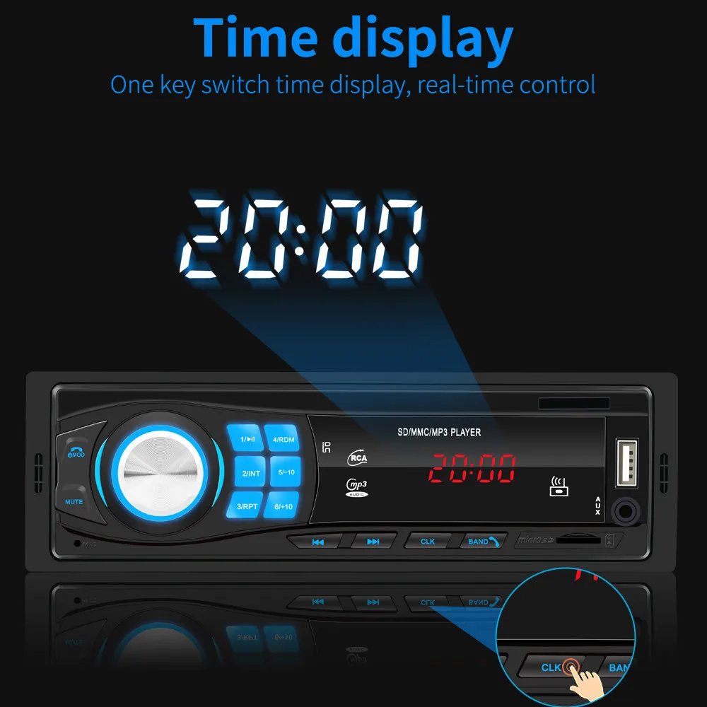 Kebidu 1 Din Bluetooth автомобильный стерео MP3 плеер Handsfree 12V автомобильное радио в-тире