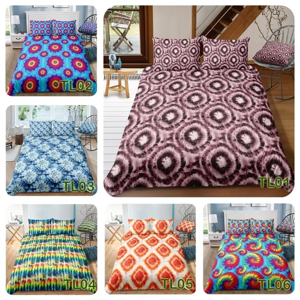 3D комплекты постельного белья синий или зеленый белый в качестве фона батик