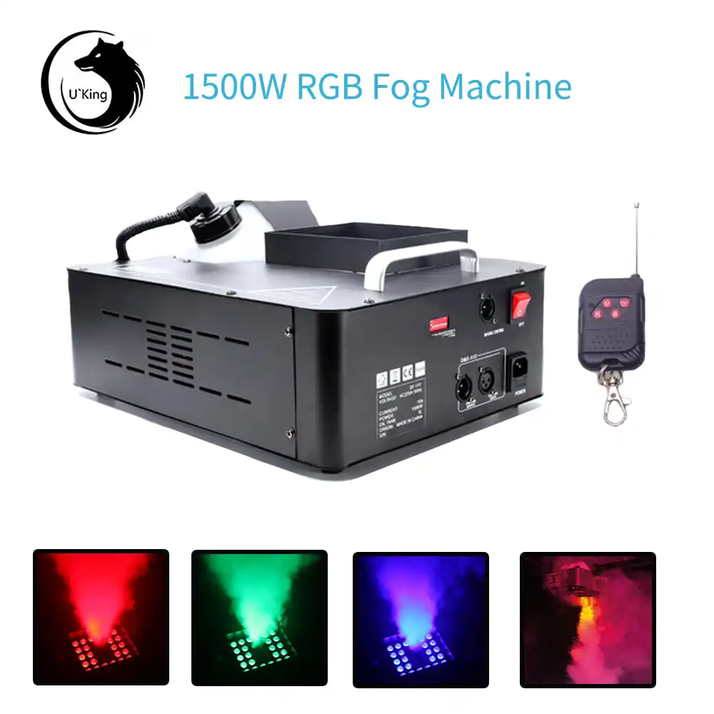 

U'King 1500 Вт противотуманная машина RGB 24 светодиодное сценическое освещение Effcet с дистанционным управлением DMX генератор дыма для дома вечерни...