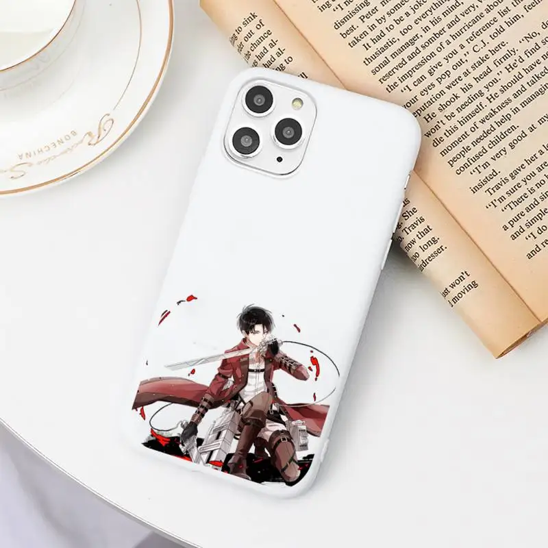 

attack on titan Phone Case Candy Color White for iPhone 11 pro XS MAX 8 7 6 6S Plus X 5S SE 2020 XR