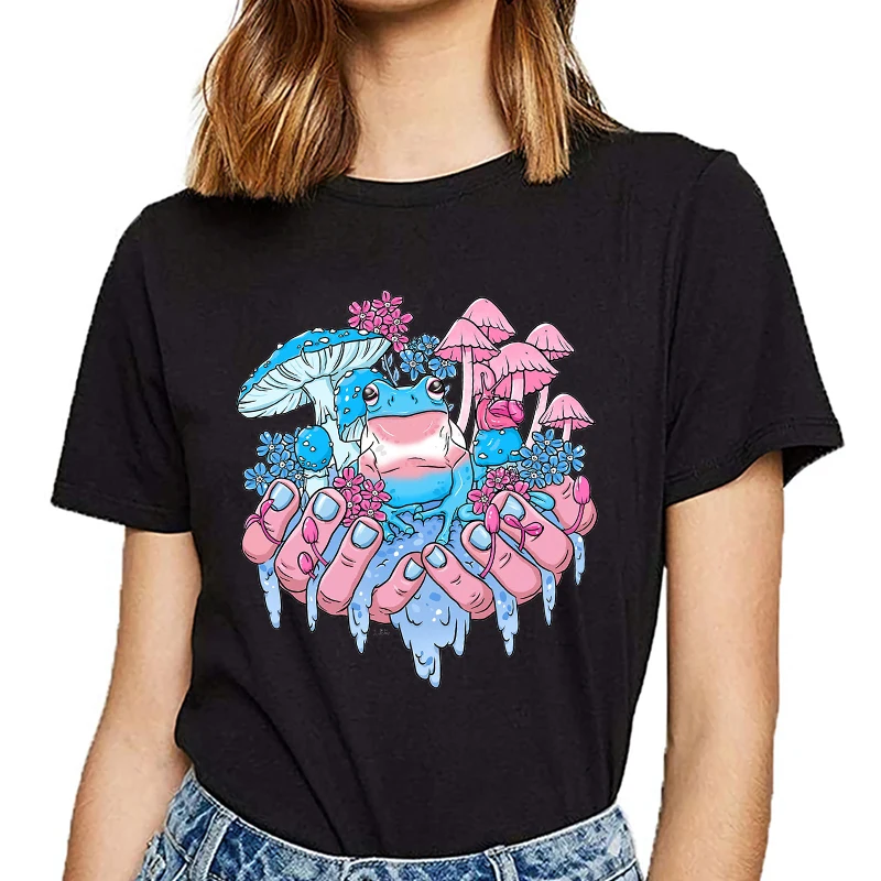 

Summer Hot Sales Print Female T-shirt Women Fashion Color Frog Print T-Shirt Harajuku Korean Style Short Sleeves Clothing Female
