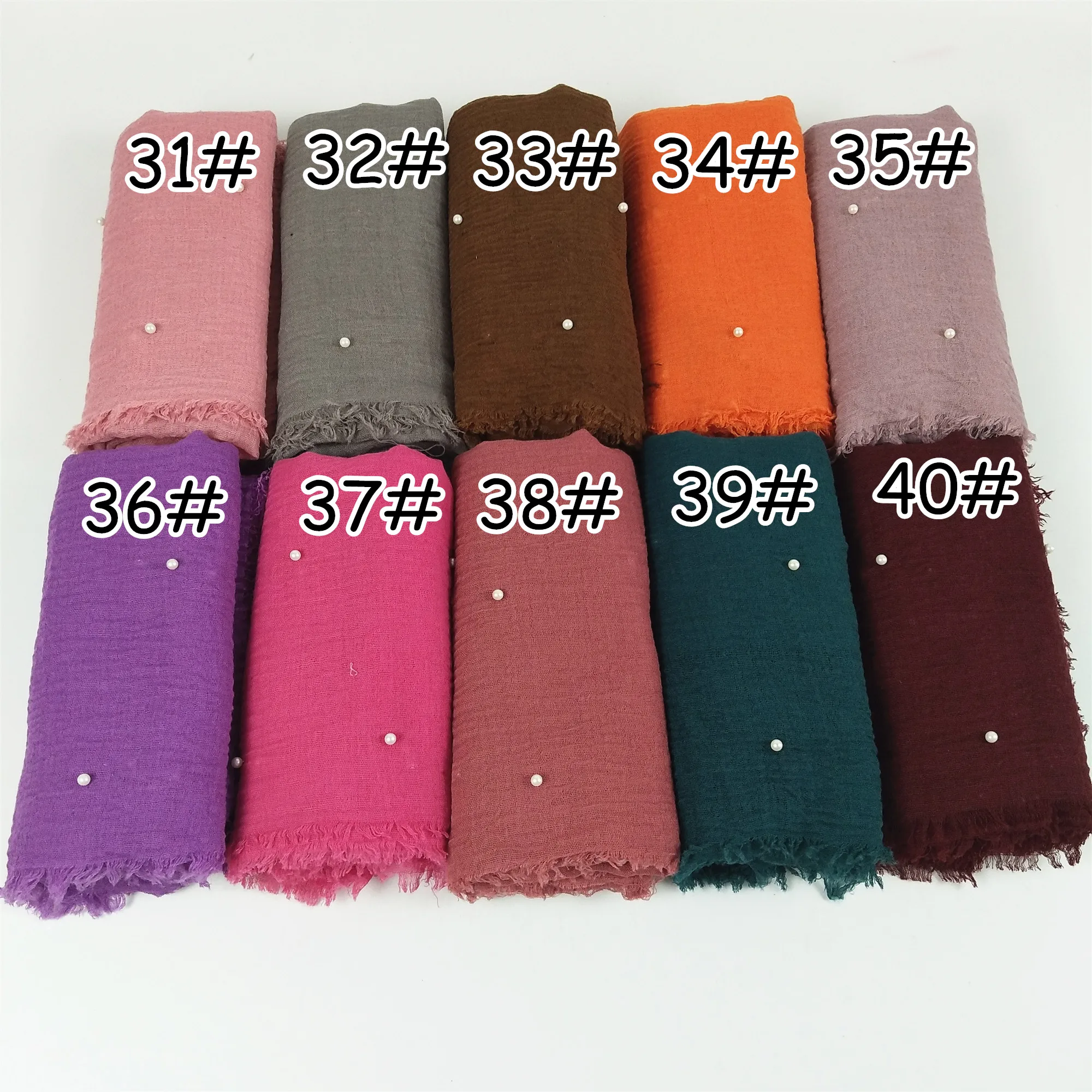 

V23 10pcs High quality pearl crinkle viscose hijab scarf shawl 180*90cm wrap headband can choose colors