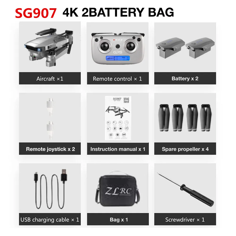 SG907 4K GPS 2B SG907/SG901 Дрон gps 4K HD x50 зум Камера 5G wifi FPV Профессиональный Квадрокоптер RC вертолет складной селфи дроны Рождество - Цвет: SG907 4K GPS 2B