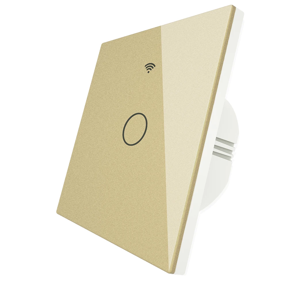 1 Gang Switch Gold WiFi смарт-Стекло Панель светильник переключатель приложение Tuya дистанционного Управление работать с Alexa Echo Google Home RF433 ЕС Тип сенсорный экран 1/2/3 - Цвет: 1 Gang Switch Gold