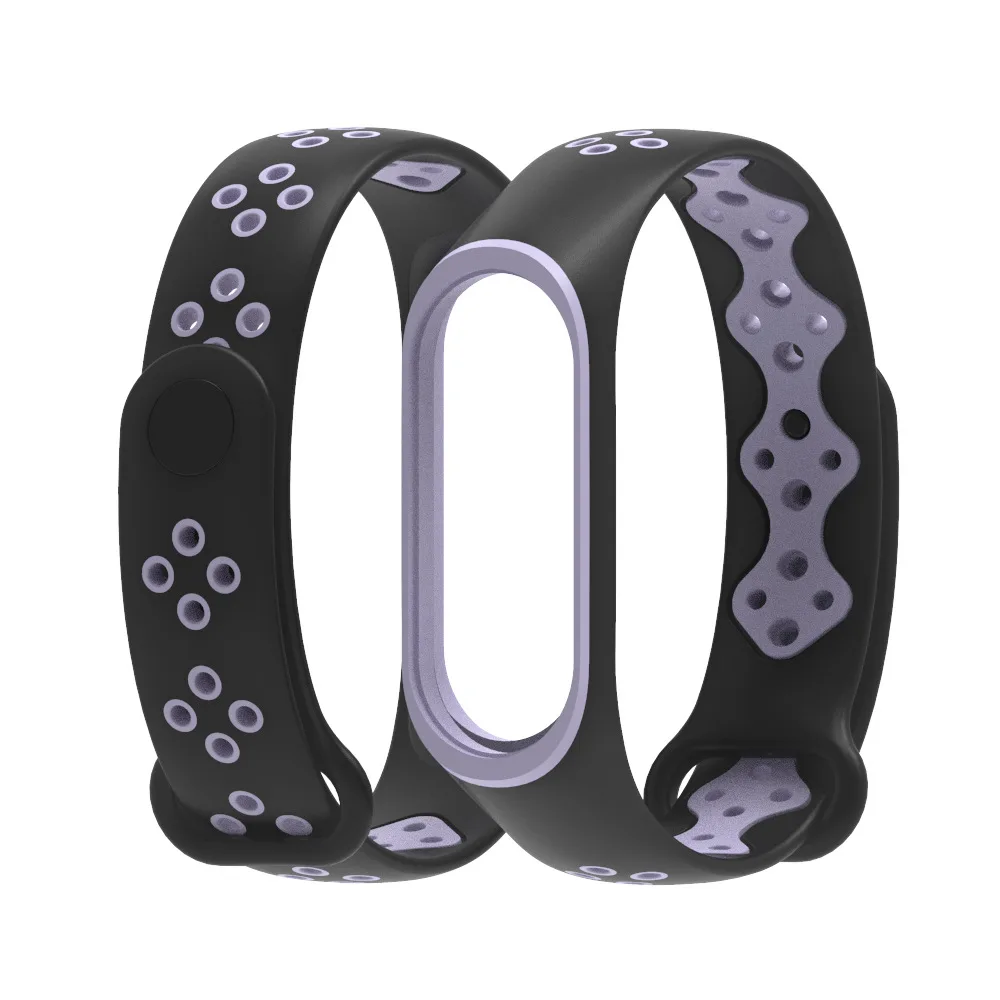 

Silicone Strap for Xiaomi Mi Band 3 4 5 Two-color Strap Porous Anti-sweat Sport Breathable Strap Buckle Replacement Wrist Straps