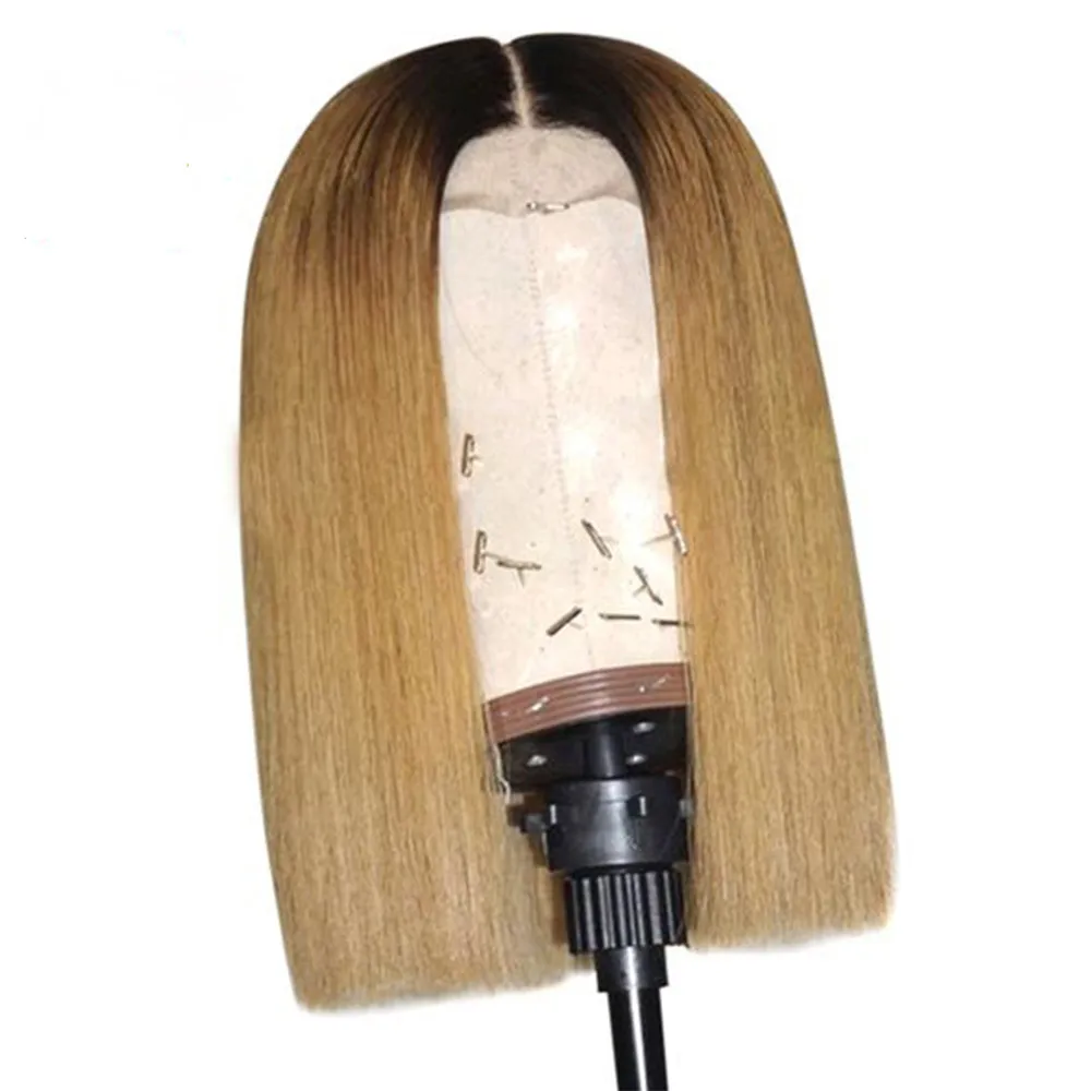 Парики из человеческих волос прямые тупые Реми с цветными волосами Омбре |