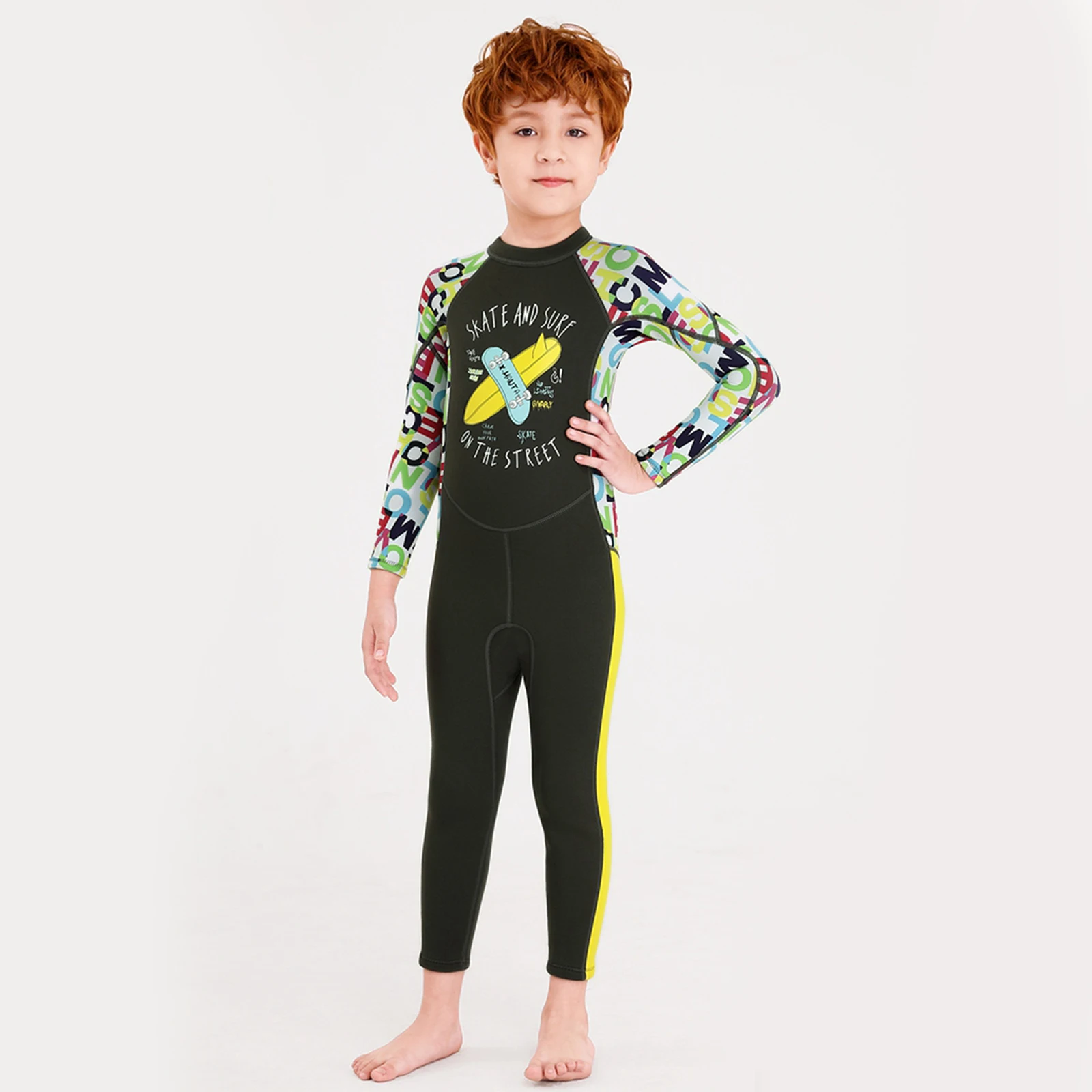 

Kids Wetsuit Girl Boy Neoprene Swimsuit, Children 2.5mm Thermal Rash Guard Warm Swimwear Sun Protection Diving Snorkelling Suit