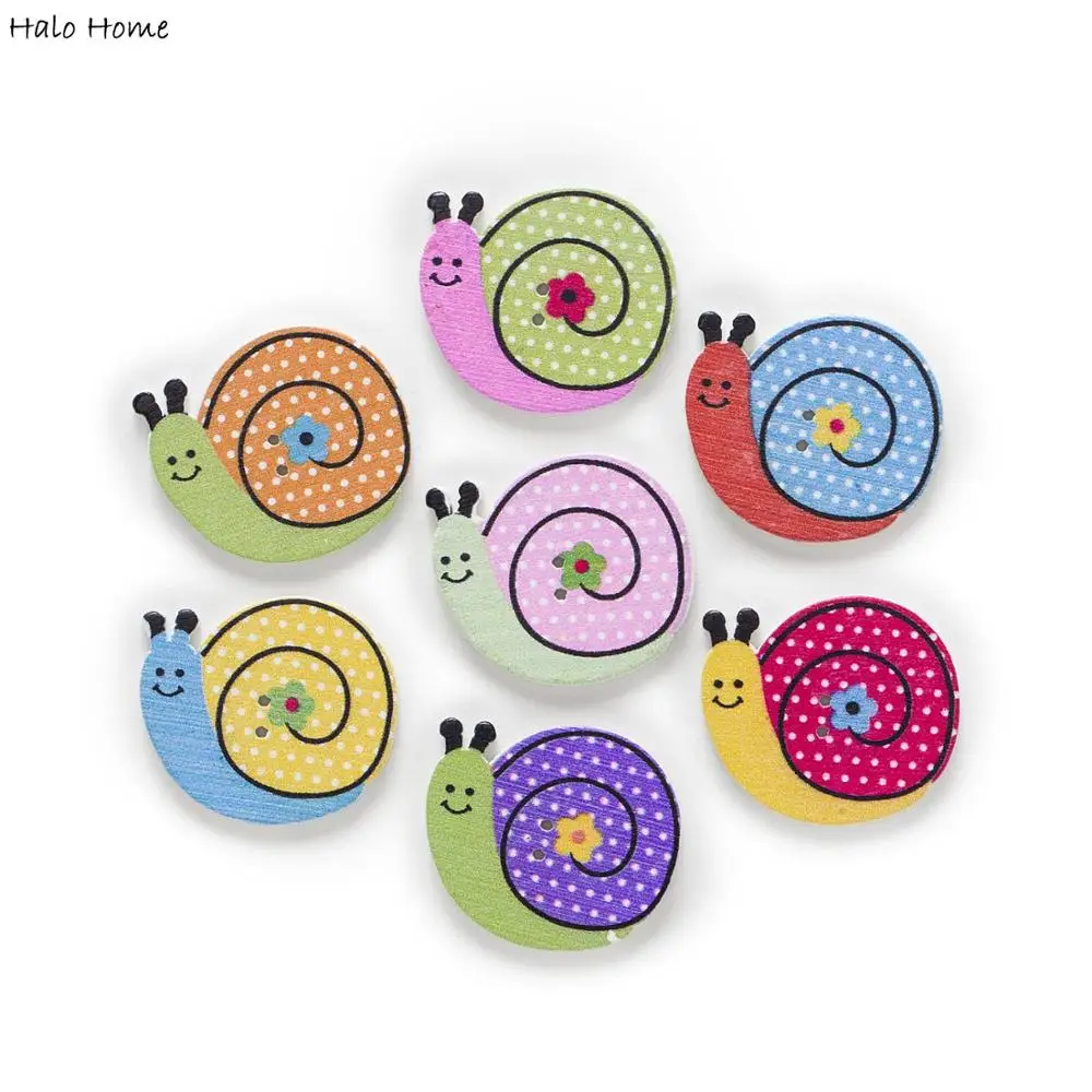 

30pcs Snails Theme Wood Buttons for Sewing Scrapbooking Clothing Headwear Handmade Crafts Home Decor Accessories DIY