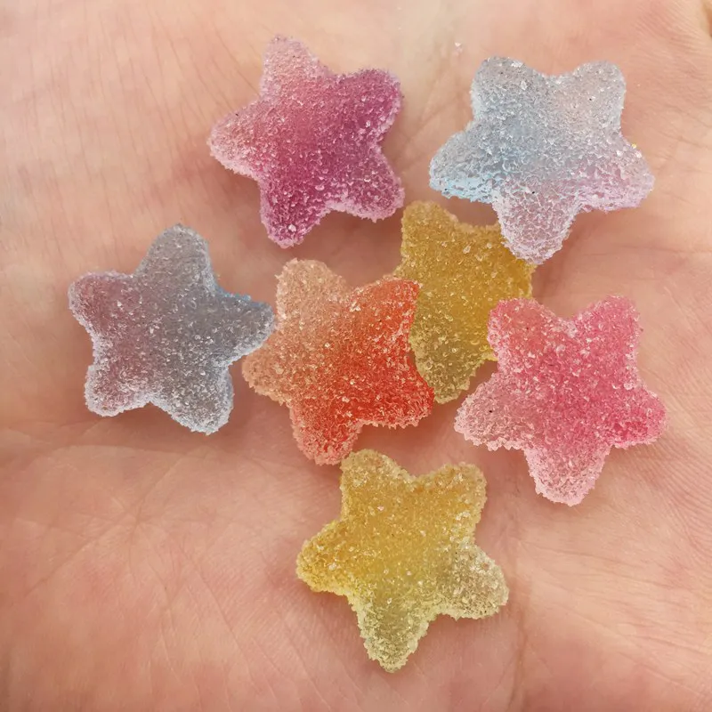 

Kawaii Mix Colorful Transparent Candy Color Star Flatback Spar Applique 50PCS Scrapbook DIY Home Figurines Decor Crafts OF867