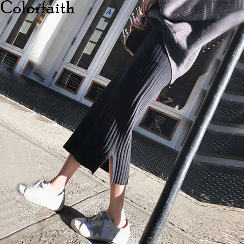 Colorfaith 2019 осень зима Женская юбка миди Империя прямой бедра офисный женский узкий