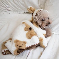 pet bear blanket dog bathrobe comfortable plus fleece pet dog clothes cat apparel winter plus fleece cloak cute coat
