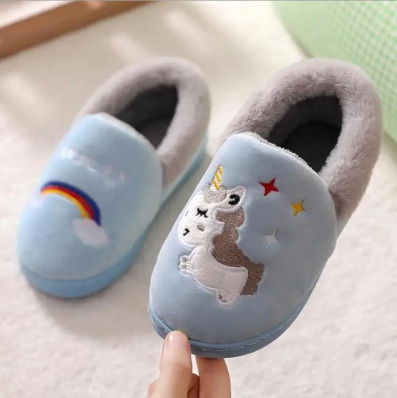 

2020 New Winter kids Slippers Children Unicorn Non-slip Soft Girls Home Shoes Kids Boys Cartoon Slippers Indoor Floor Shoes