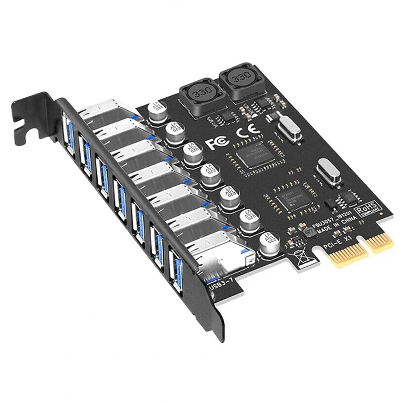 

USB 3.0 PCI-E карта-адаптер с 7 портами USB 3,0 адаптер концентратора внешний контроллер PCI-E удлинитель PCI экспресс-карта для настольного компьютера