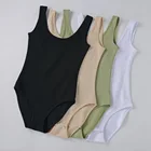 Хлопковое однотонное облегающее боди She'sModa с U-образным вырезом, женский комбинезон без рукавов