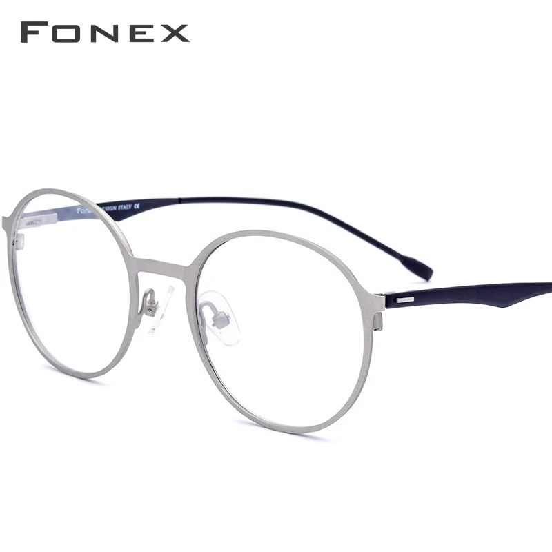 Круглые очки из FONEX сплава для мужчин и женщин, оптическая оправа для близоруких очков, ультралегкие очки без винтов по рецепту, 8821