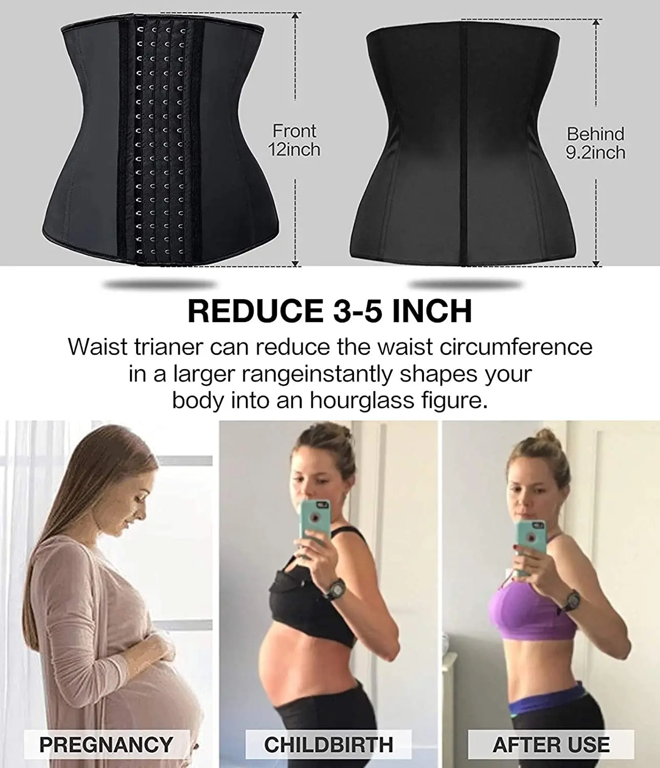 Womens Waist Trainer for Weight Loss Latex Steel Boned Corset Cincher Shaper Waist Trainer Body Shaper Belts for Women
