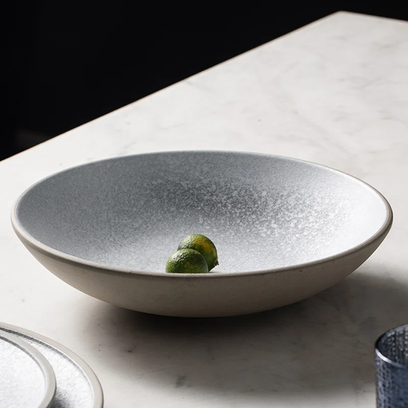 

KINGLANG Designed Ceramic Noodle Bowl Single Big Shallow Bowl Restaurant Bowl Wholesale