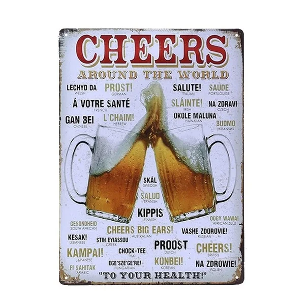 

Decorative Signs Metal Iron Tin Sign Vintage Retro Cheers Beer Wall Decoration Art Bar Home Decor