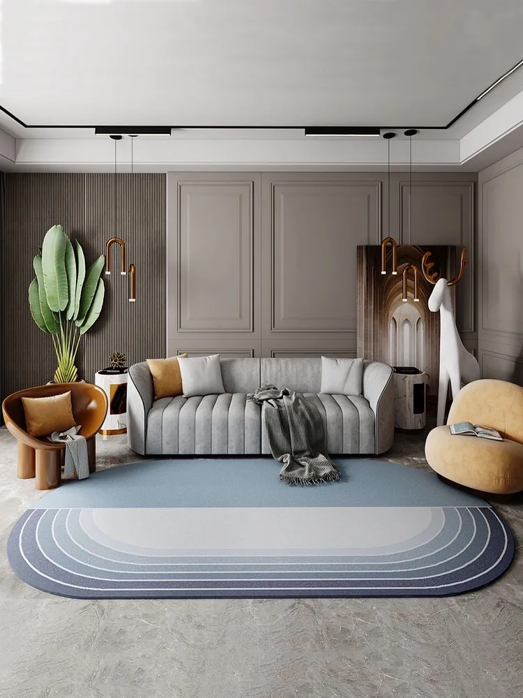 

Light Luxury Carpet High-end Sofa Living Room Oval Rug Coffee Table Anti-slip Floor Mat Bedroom Bedside Large Carpets Area Soft