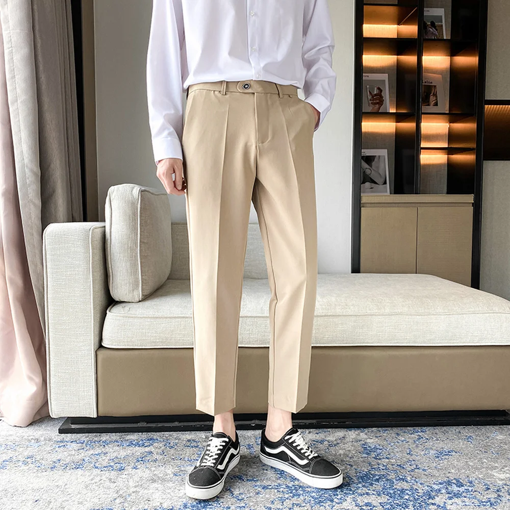 Классические деловые брюки для мужчин, повседневные облегающие офисные брюки, уличная одежда для свадьбы, Классические мужские брюки, 2021 от AliExpress RU&CIS NEW