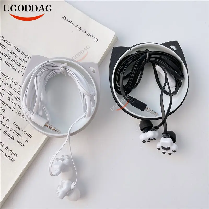 Новые наушники с милыми кошачьими лапами проводные контролем провода для детей