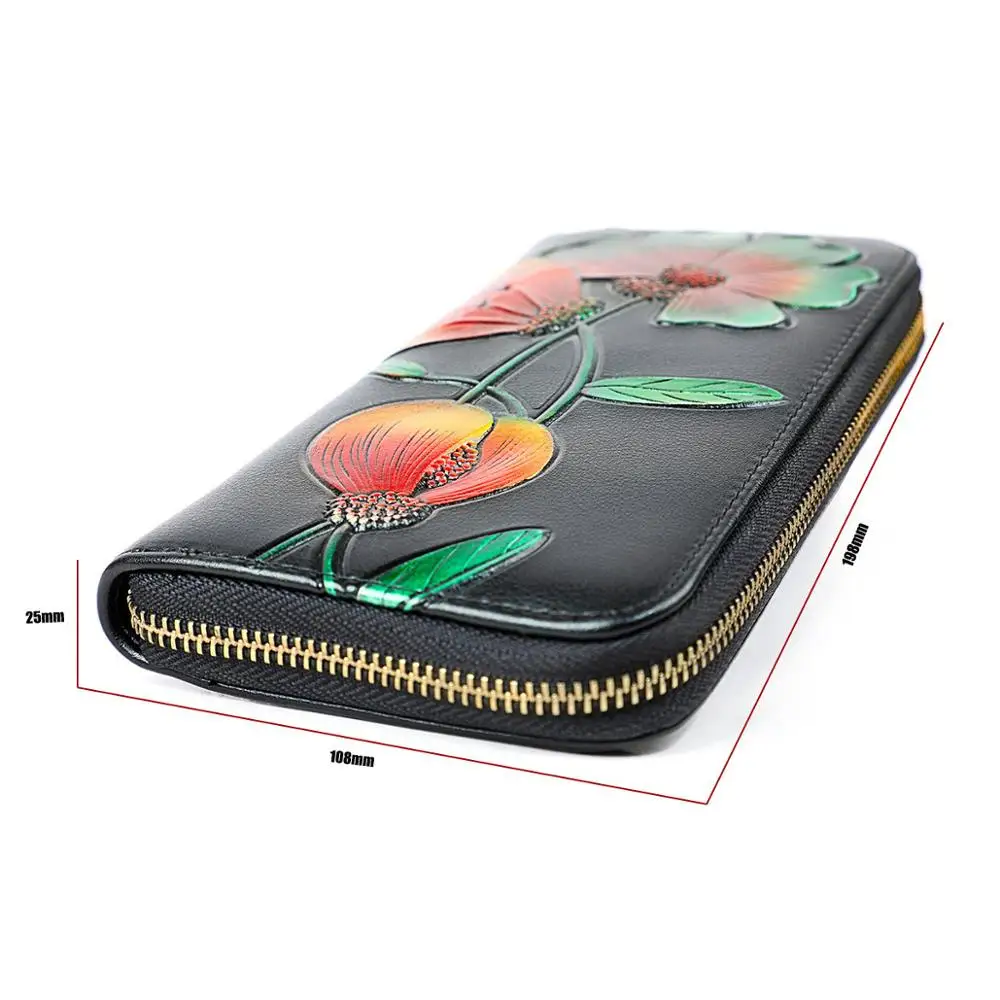 Leather Rfid Wallet Women Card Wallet Holder Ladies Wallets Womens Zipper Clutch Bag Handbag Credit Card Holder Cell Phone Purse