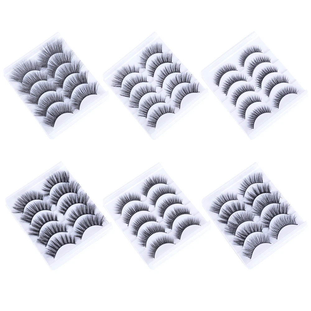 5 пар натуральные Толстые Накладные ресницы для глаз Объемные из норкового