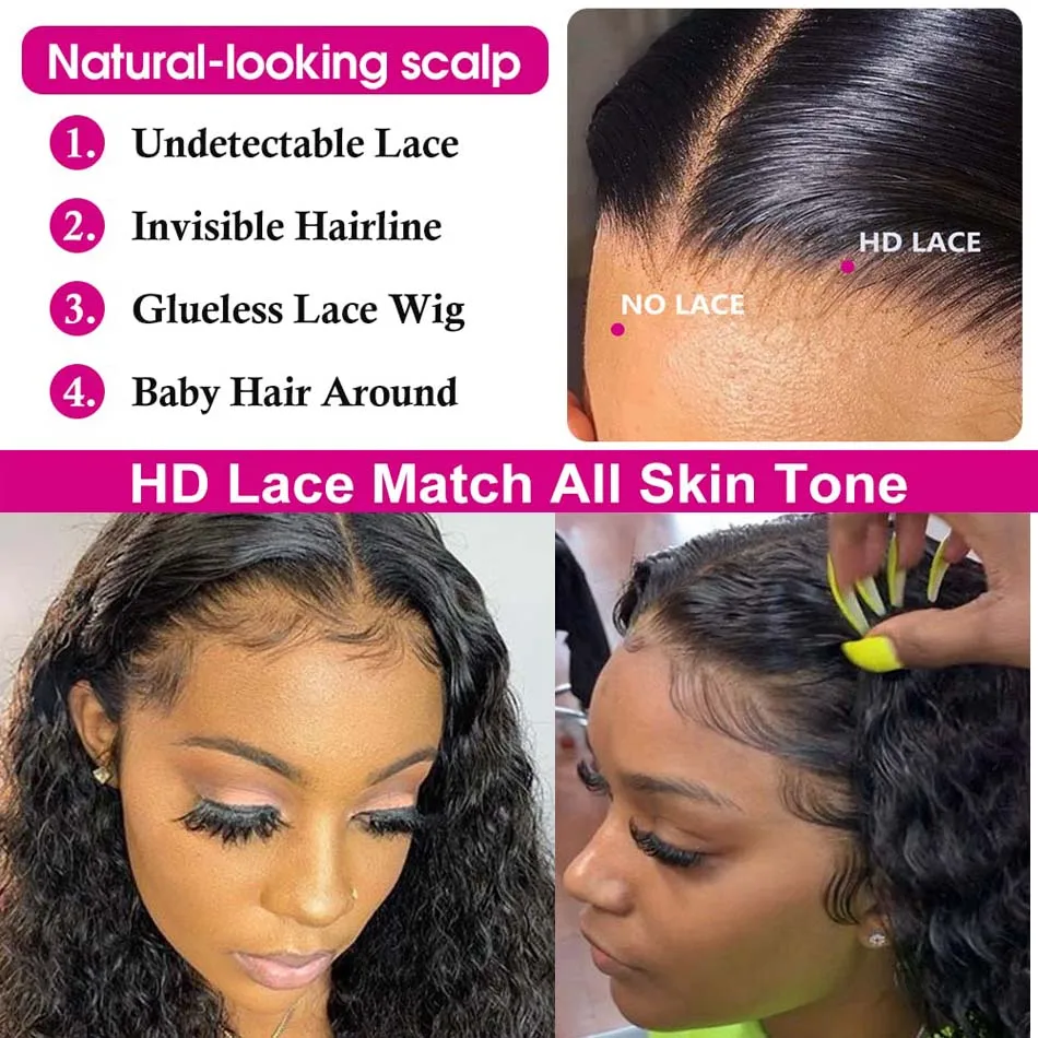 HD Transparent Lace Front Human Hair Wigs Deep Wave Wig 4x4/5x5 Lace Closure Wigs Remy Curly Human Hair Wig 13x4 Frontal Wigs