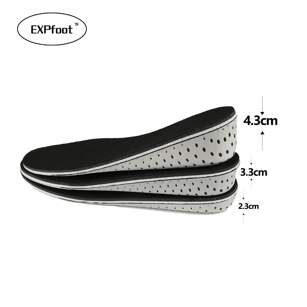 EXPfoot, 4D, черный, белый цвет, с эффектом памяти, увеличивающие рост, стельки для увеличения роста, колодки, подошвы для обуви, мужская и женская обувь, массажные вставки для ног