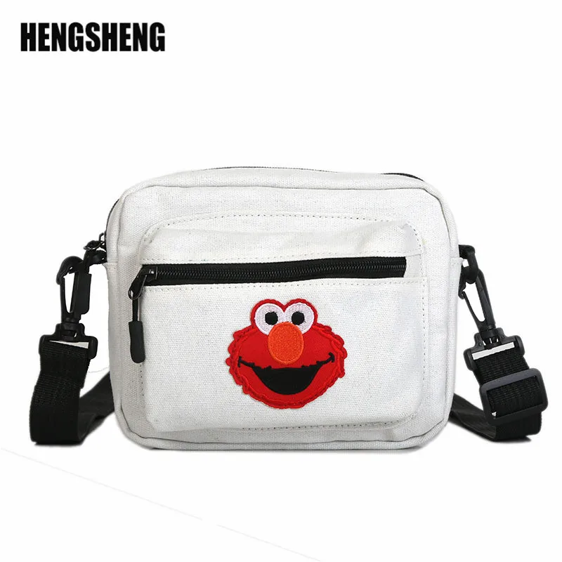 Женская Холщовая Сумка через плечо черная сумка мессенджер в Корейском стиле